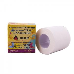 Пластырь медицинский IGAR RiverPlast на тканевой основе (хлопок) 5 см х 500 см