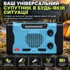 Радіоприймач аварійний портативний FM/AM/SW із сонячною панеллю, ручним генератором, ліхтарем та SOS блакитний